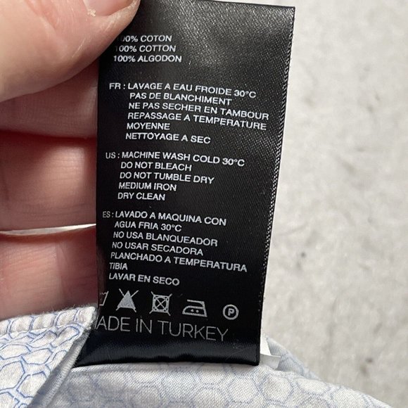 Maceoo Mens Button‎ Up Shirt Size 2XL Blue White Geometric Print Long Sleeve - Picture 10 of 10